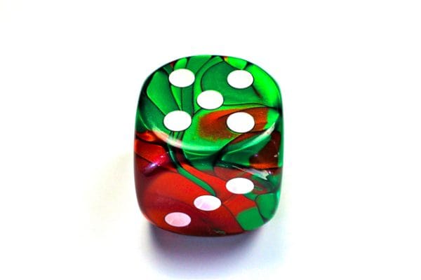 50mm Gemini Green Red White - DiceEmporium.com