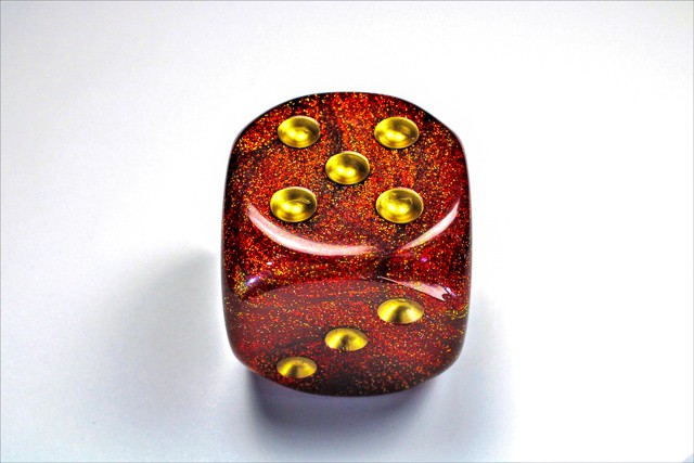 50mm Glitter Ruby Gold - DiceEmporium.com