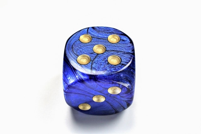 50mm Scarab Royal Blue Gold - DiceEmporium.com