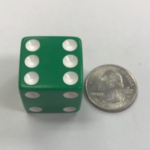 d6 6 Sided 25mm Green White Dice - DiceEmporium.com