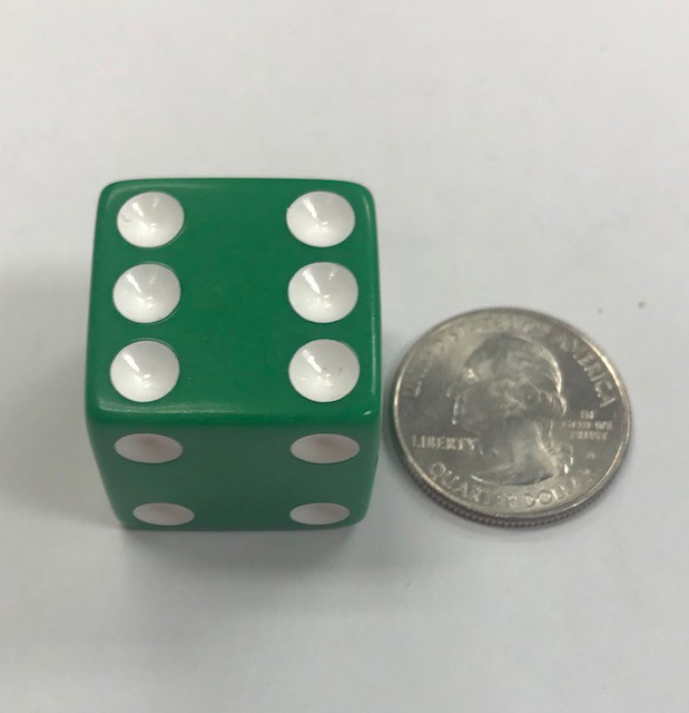 d6 6 Sided 25mm Green White Dice - DiceEmporium.com