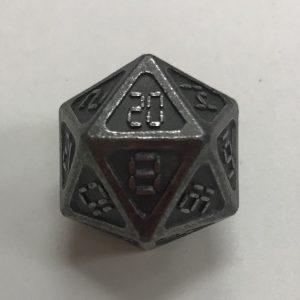 Ancient Nickel Metal d20 Dice - DiceEmporium.com