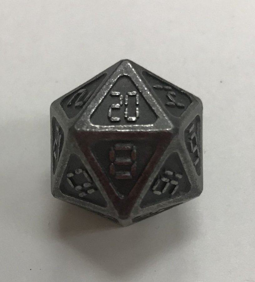 Ancient Nickel Metal d20 Dice - DiceEmporium.com