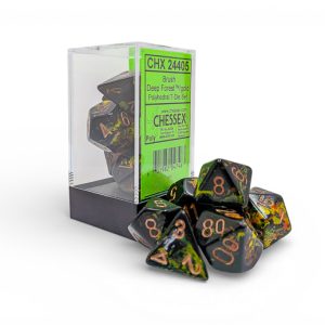 Brush Deep Forest/gold 7 die set - dice emporium