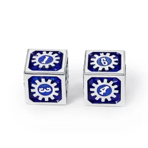 Cogcraft Fidget D6 - Tesla - Blue & Silver - Dice Emporium