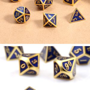 Metal & Enamel 7 Piece Set -Blue & Gold - DiceEmporium.com