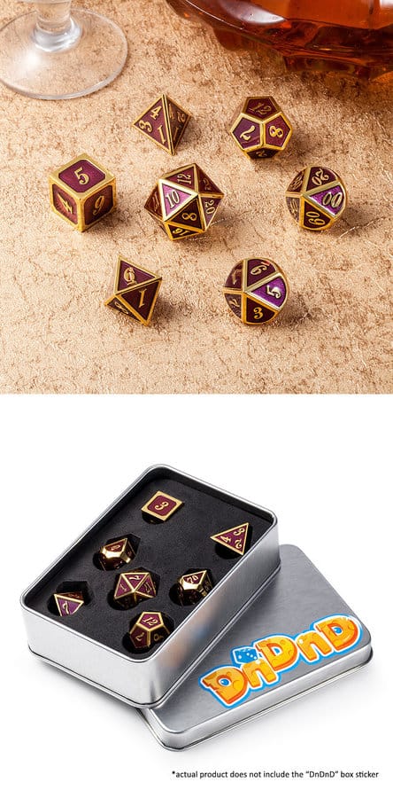 Metal & Enamel 7 Piece Set -Purple & Gold - DiceEmporium.com