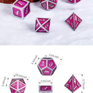 Metal & Enamel 7 Piece Set -Magenta & Silver - DiceEmporium.com