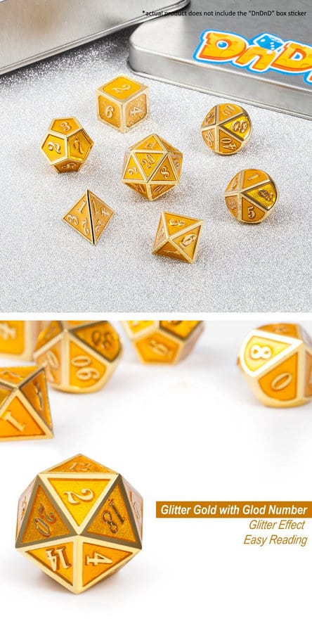 Metal & Enamel 7 Piece Set -Yellow & Gold - DiceEmporium.com