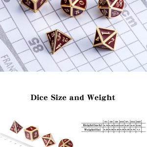 Metal & Enamel 7 Piece Set -Maroon & Gold - DiceEmporium.com