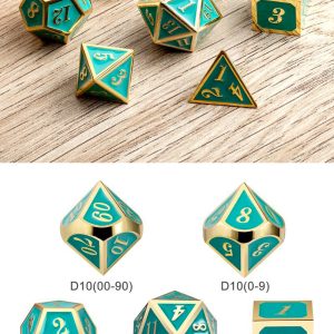 Metal & Enamel 7 Piece Set -Teal & Gold - DiceEmporium.com