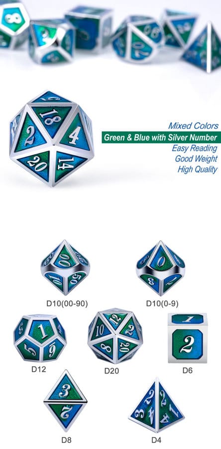 Earth 7 Piece Metal & Enamel Dice Set - DiceEmporium.com