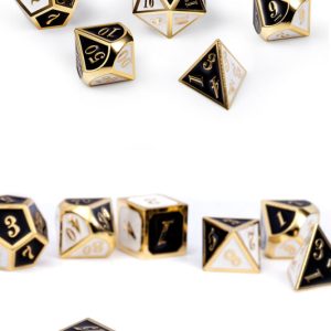 Chess 7 Piece Metal & Enamel Dice Set - DiceEmporium.com