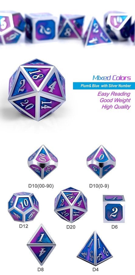 Metal & Enamel 7 Piece Set -Cotton Candy - DiceEmporium.com