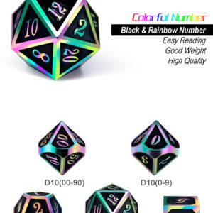 Black Iridescence 7 Piece Metal & Enamel Dice Set - DiceEmporium.com