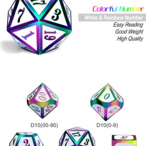 White Iridescence 7 Piece Metal & Enamel Dice Set - DiceEmporium.com