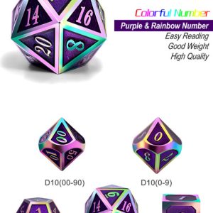 Purple Iridescence 7 Piece Metal & Enamel Dice Set - DiceEmporium.com