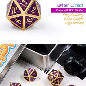 Metal & Enamel 7 Piece Set -Purple Glitter - DiceEmporium.com