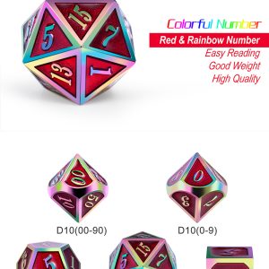 Metal & Enamel 7 Piece Set -Red Iridescence - DiceEmporium.com