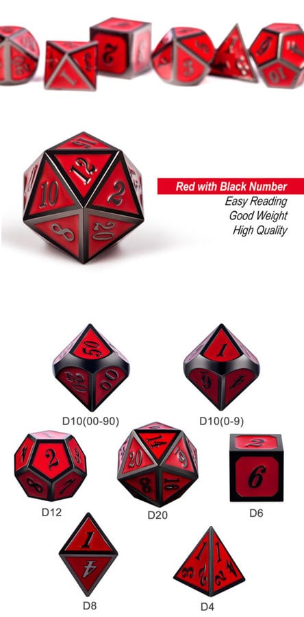 Rose & Gunmetal 7 Piece Metal & Enamel Dice Set - DiceEmporium.com