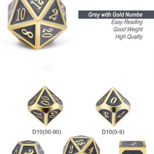 Metal & Enamel 7 Piece Set -Gray & Gold - DiceEmporium.com