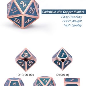Metal & Enamel 7 Piece Set -Cadet Blue & Copper - DiceEmporium.com