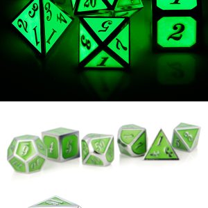 Metal & Enamel 7 Piece Set -Green Glow in the Dark - DiceEmporium.com