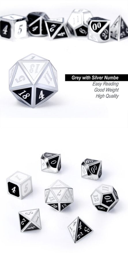 Panda 7 Piece Metal & Enamel Dice Set - DiceEmporium.com