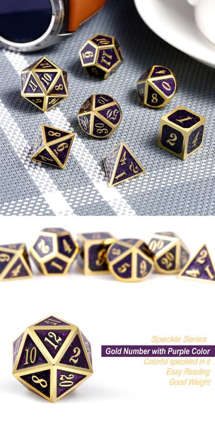 Aurora 7 Piece Metal & Enamel Dice Set - DiceEmporium.com