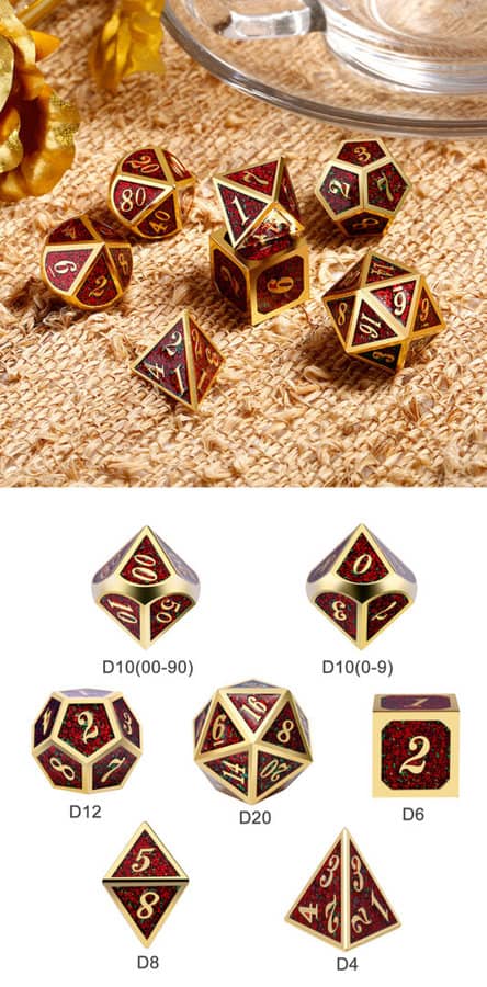 Fireflies 7 Piece Metal & Enamel Dice Set - DiceEmporium.com