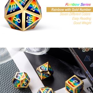 Metal & Enamel 7 Piece Set -Rainbow - DiceEmporium.com