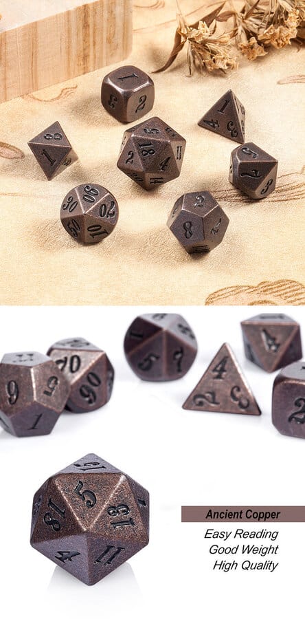 Metal & Enamel 7 Piece Set -Crude Copper - DiceEmporium.com