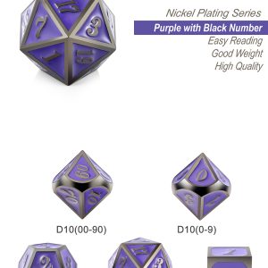 Metal & Enamel 7 Piece Set -Grape & Gunmetal - DiceEmporium.com