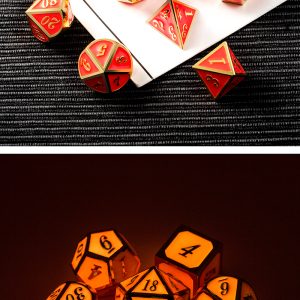 Metal & Enamel 7 Piece Set -Red Glow in the Dark - DiceEmporium.com