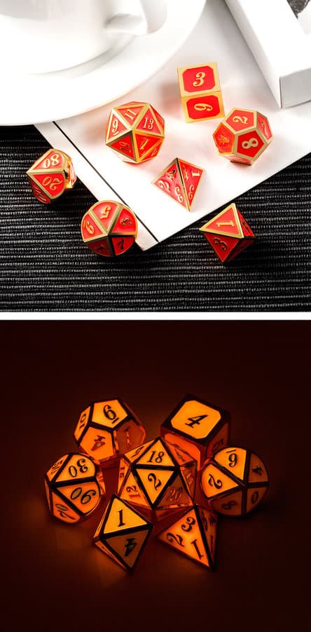 Metal & Enamel 7 Piece Set -Red Glow in the Dark - DiceEmporium.com