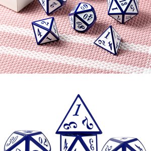 Metal & Enamel 7 Piece Set -White & Blue - DiceEmporium.com