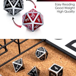 Metal & Enamel 7 Piece Set -Shift Red & Silver - DiceEmporium.com