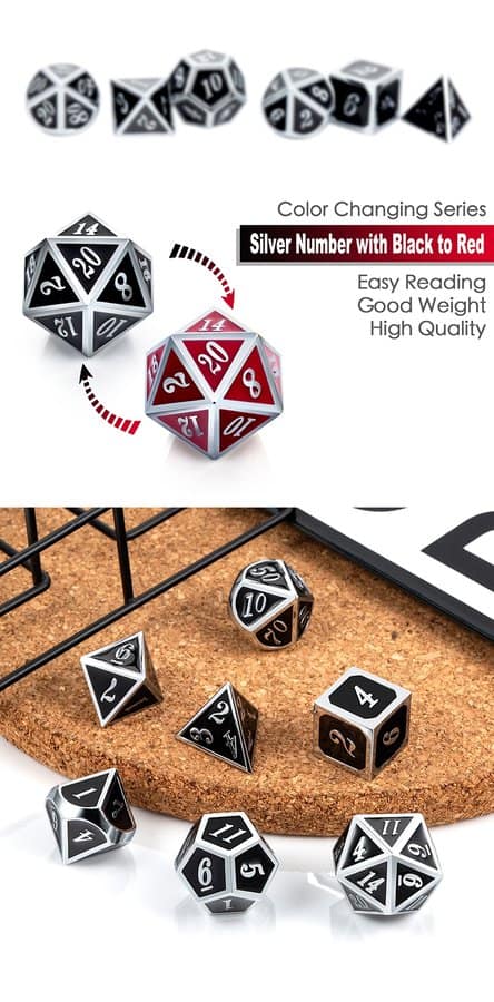 Metal & Enamel 7 Piece Set -Shift Red & Silver - DiceEmporium.com