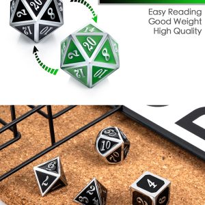 Metal & Enamel 7 Piece Set -Shift Green & Silver - DiceEmporium.com