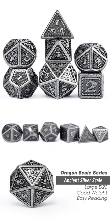 Dragon Scale Metal & Enamel 7 Piece Set -Knight - DiceEmporium.com