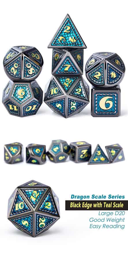 Dragon Scale Metal & Enamel 7 Piece Set -Atlantis - DiceEmporium.com