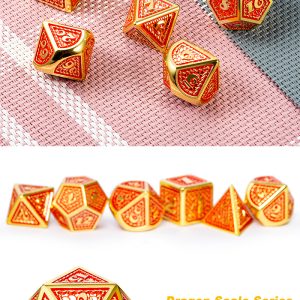 Dragon Scale Metal & Enamel 7 Piece Set -Phoenix - DiceEmporium.com