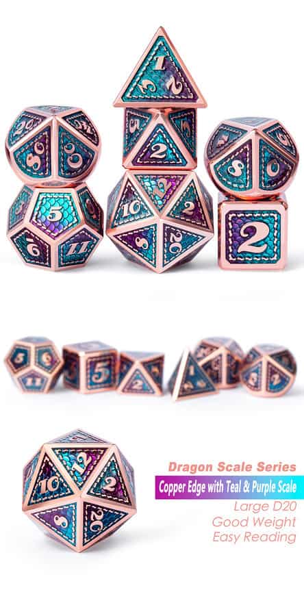 Dragon Scale Metal & Enamel 7 Piece Set -Mermaid - DiceEmporium.com