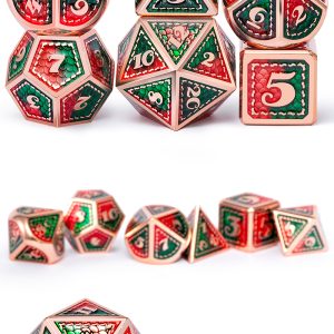 Dragon Scale Metal & Enamel 7 Piece Set -Quetzal - DiceEmporium.com