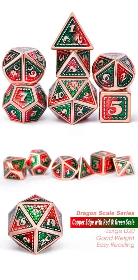 Dragon Scale Metal & Enamel 7 Piece Set -Quetzal - DiceEmporium.com