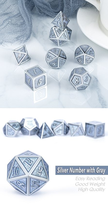 Metal & Enamel 7 Piece Set - Ice - DiceEmporium.com