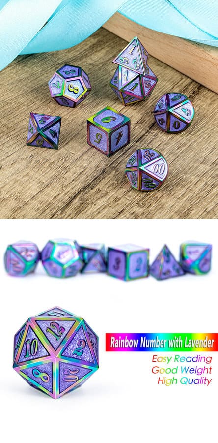 Metal & Enamel 7 Piece Set - Lavender Iridescence - DiceEmporium.com