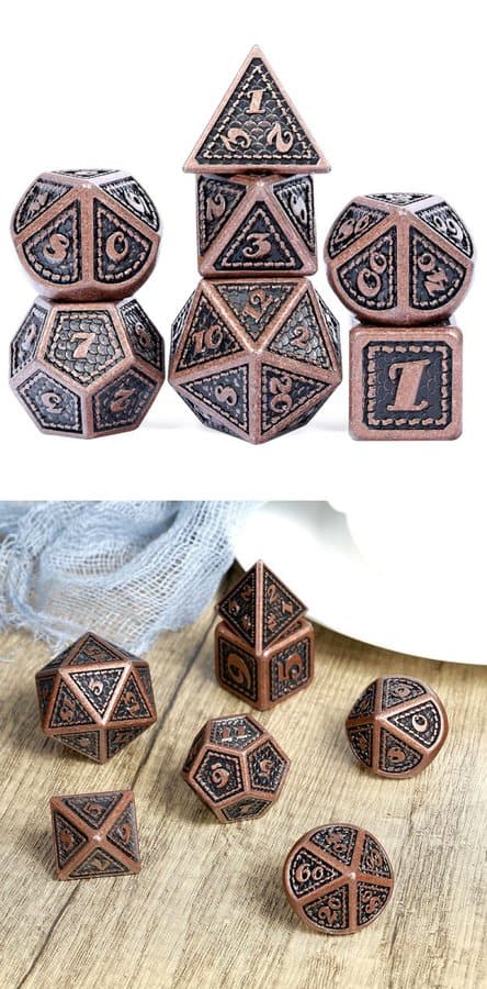 Dragon Scale Metal & Enamel 7 Piece Set -New World - DiceEmporium.com