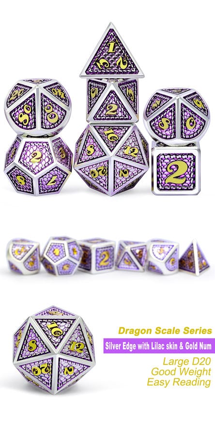 Dragon Scale Metal & Enamel 7 Piece Set -Regal - DiceEmporium.com