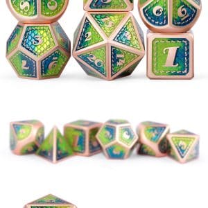 Dragon Scale Metal & Enamel 7 Piece Set -Island - DiceEmporium.com